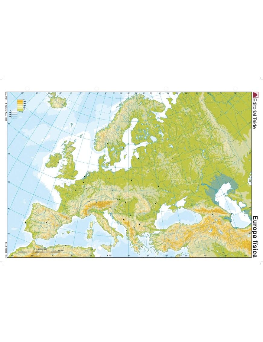 MAPA MUDO DE EUROPA FISICO 4 COLORES PACK 50