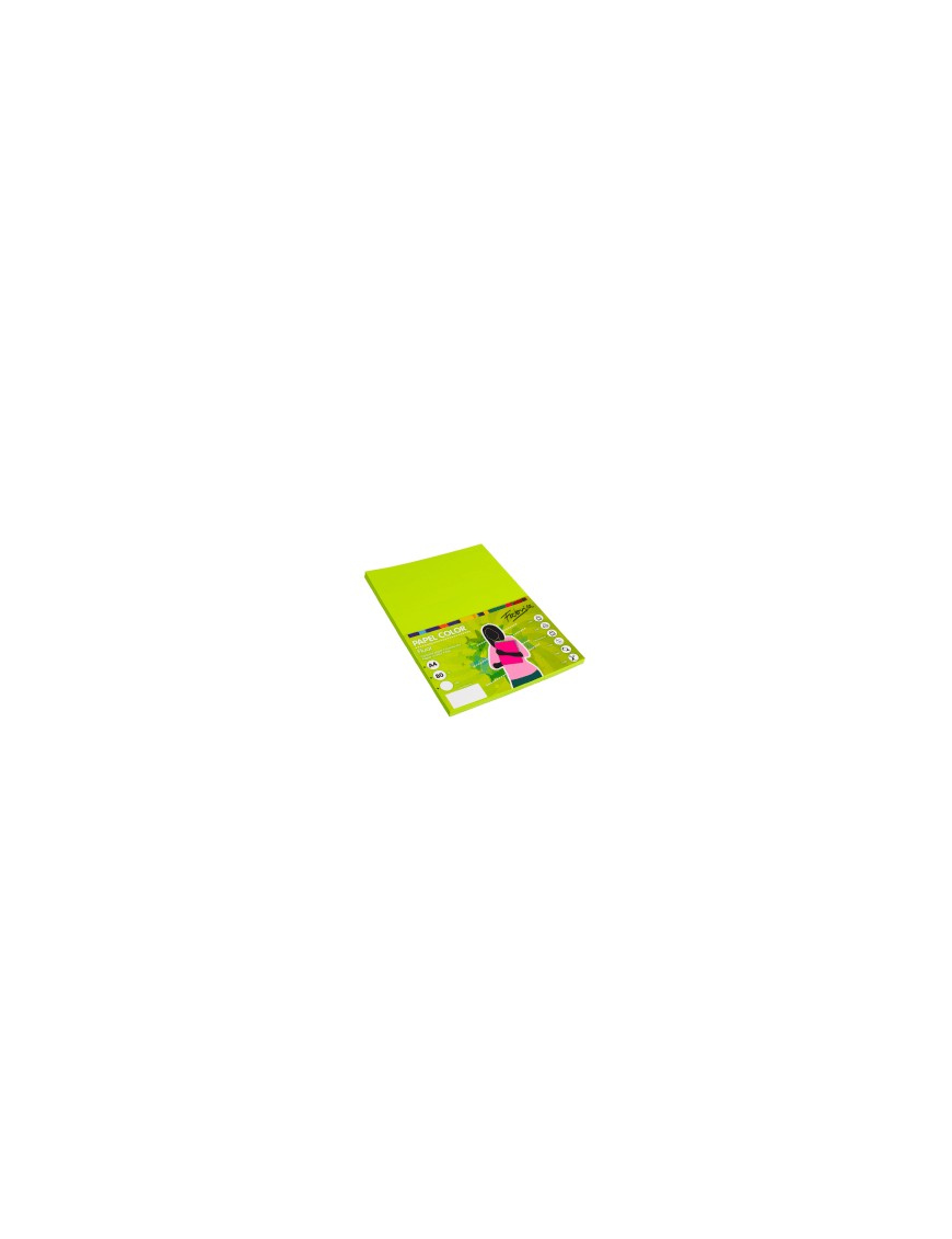 PAPEL 80G A4 100H VERDE FLUOR FABRISA