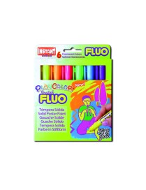 PLAYCOLOR TEMPERA SOLIDA FLUO 6 UNIDADES.