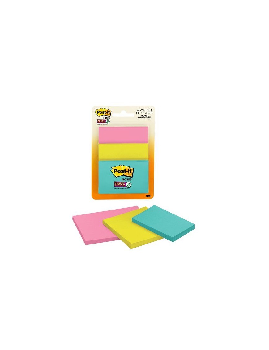 PACK 3 TACOS NOTAS ADHESIVAS POST-IT SUPER STICKY