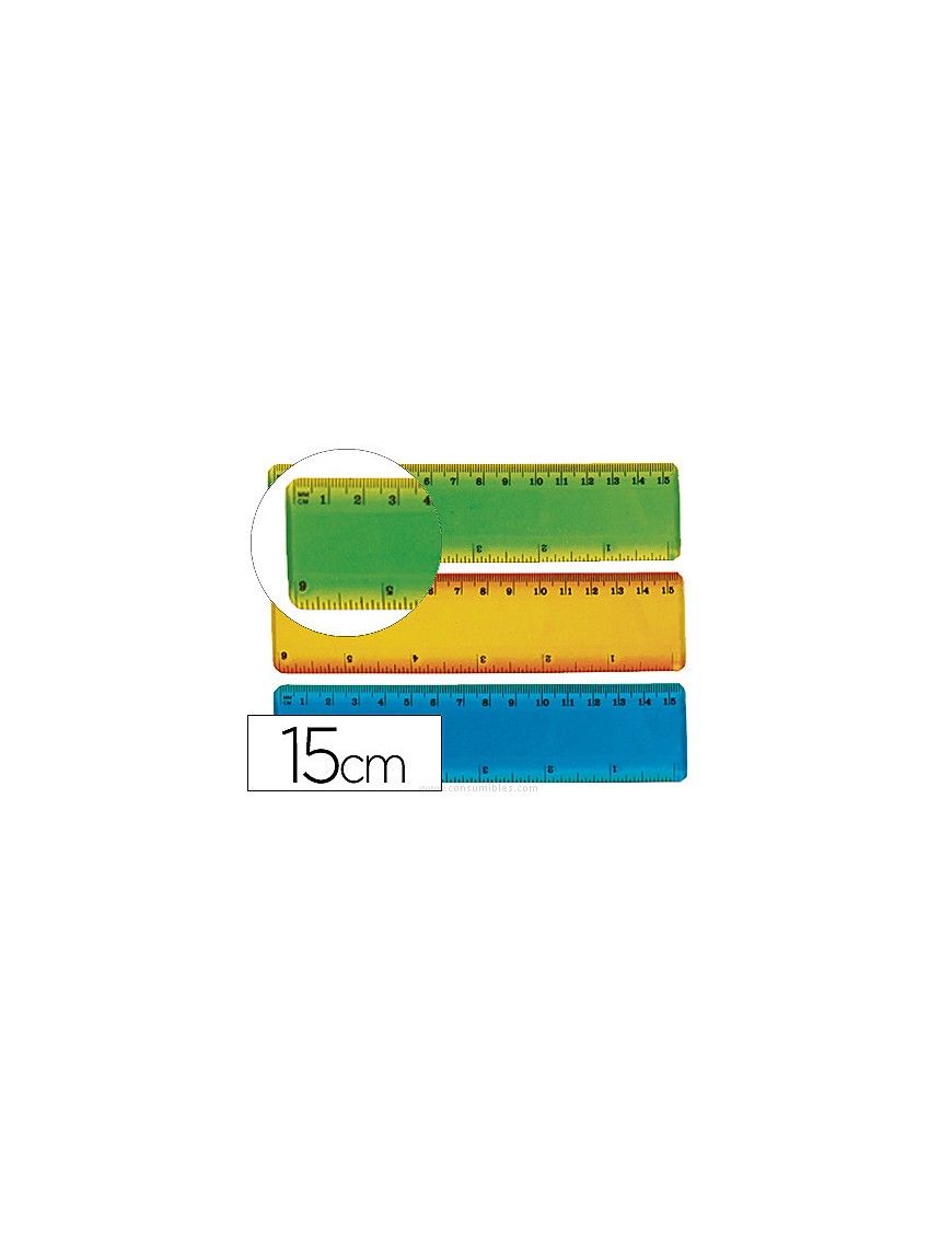 REGLA DE 15 CM. EN COLORES SURTIDOS