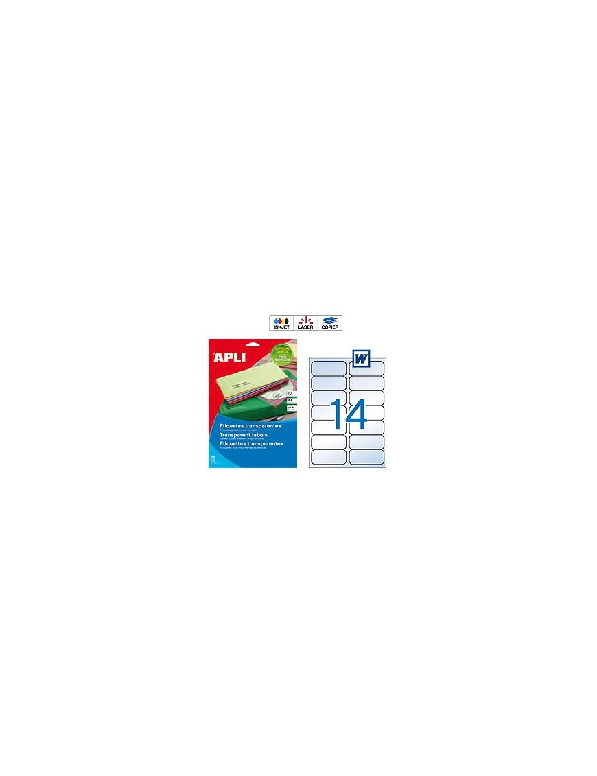 ETIQUETA DE 99.1X38.1 POLIESTER APLI 10052 TRANSPA