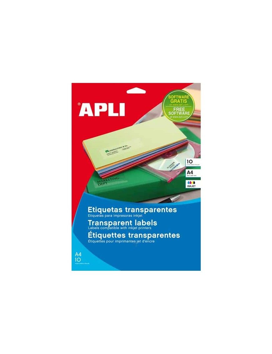 ETIQ. A4 POLIESTER TRANSPARENTE INKJET 10 HOJAS