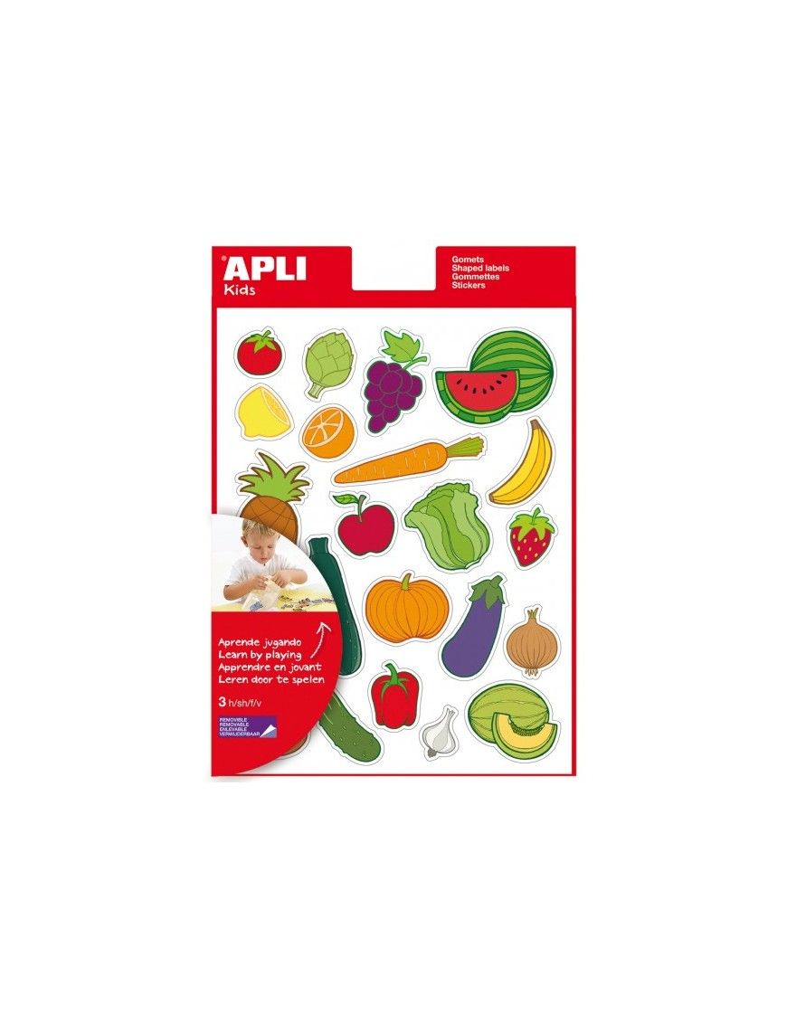 BOLSA 3 HOJAS GOMETS TEMATICOS FRUTA-VERDURA APLI