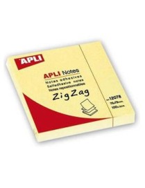 APLI NOTAS ADHESIVAS 76X76 EN ZIG ZAG AMARILLAS