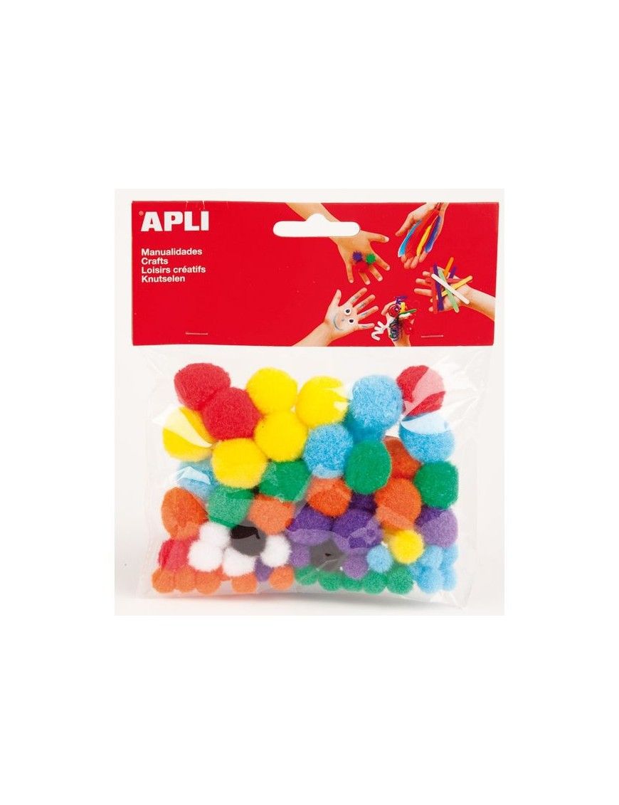 APLI BOLSA 78 POMPONES 8 COLORES SURTIDOS.