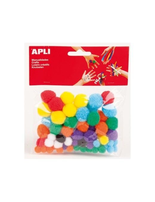 APLI BOLSA 78 POMPONES 8 COLORES SURTIDOS.