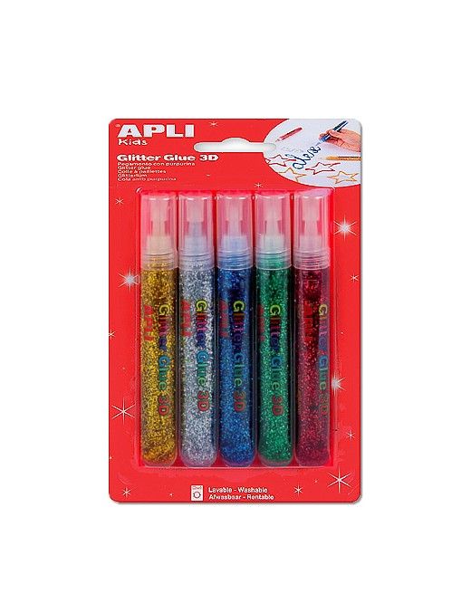 PACK 5 PEGAMENTOS CON PURPURINA METALIZADA APLI