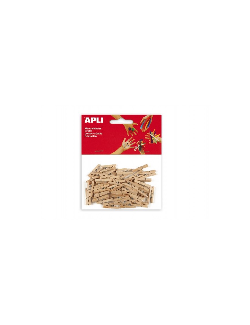 BOLSA DE 45 MINI PINZAS DE MADERA 25X3 MM. APLI