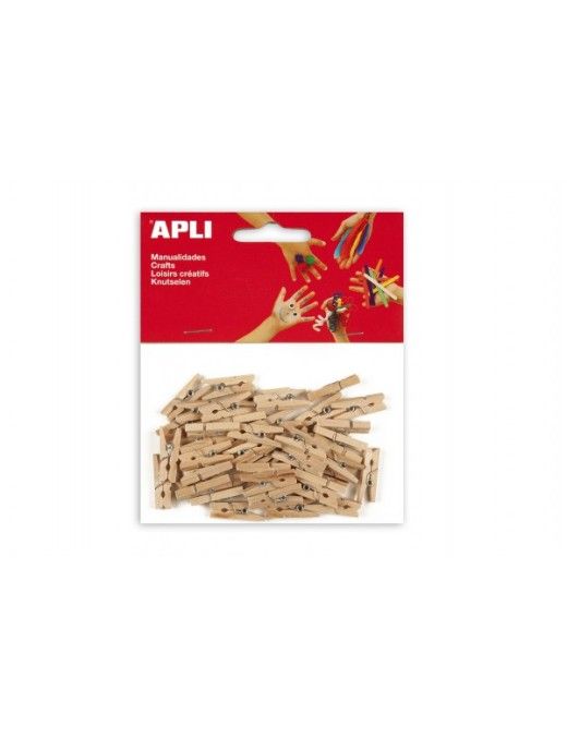 BOLSA DE 45 MINI PINZAS DE MADERA 25X3 MM. APLI