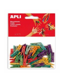APLI BOLSA 45 MINI PINZAS MADERA COLORES SURTIDOS.