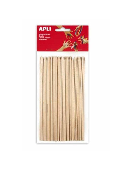 APLI 50 PALOS REDONDOS DE MADERA COLOR NATURAL