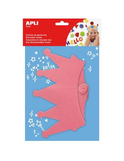 MASCARA CARETA CORONA PURPURINA ROSA APLI KIDS