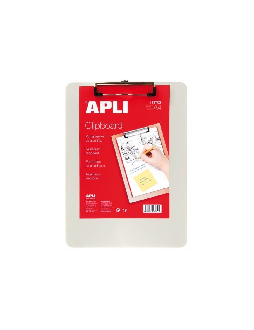 PORTA BLOC A4 CON PINZA Y BASE DE ALUMINIO APLI