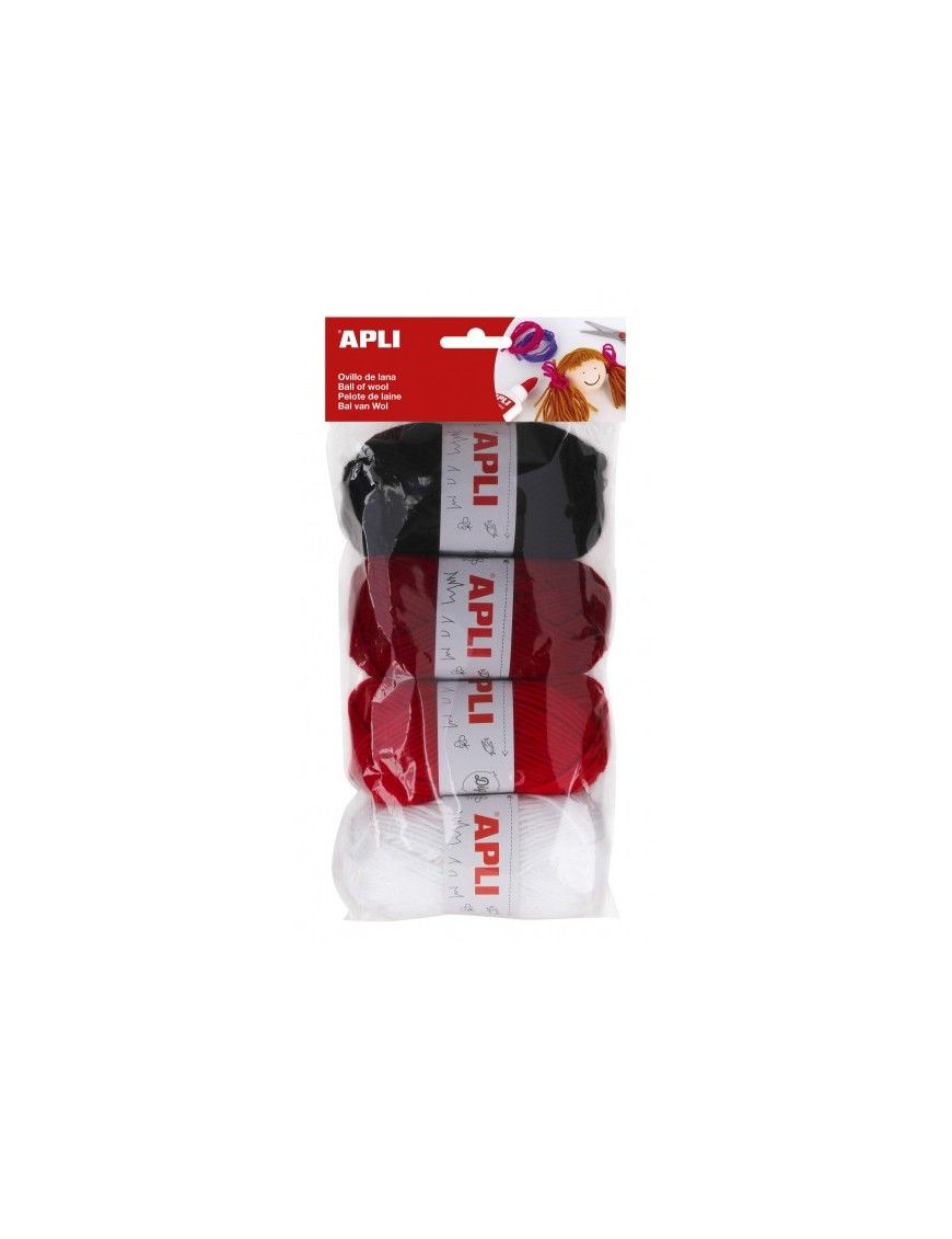 PACK DE 4 OVILLOS DE LANA EN TONOS ROJOS APLI