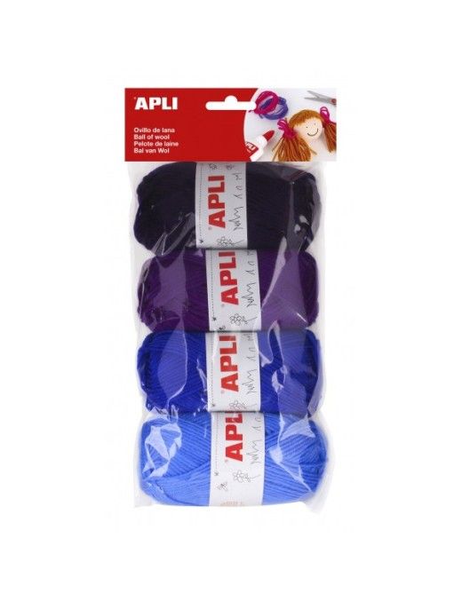 PACK DE 4 OVILLOS DE LANA EN TONOS AZULES APLI