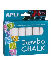 CAJA DE 6 TIZAS JUMBO CHALK BLANCAS APLI 14370