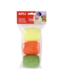 PACK DE 3 OVILLOS RAFIA TONOS FLUOR APLI DIY 14412