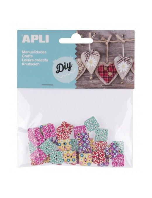 APLI 14787 DIY BOLSA 35 BOTONES MADERA ESTAMPADOS