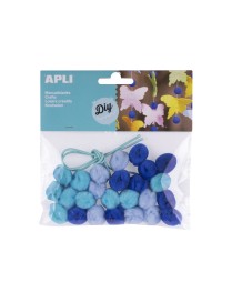 APLI BOLSA 25 POMPONES TONOS AZULES.