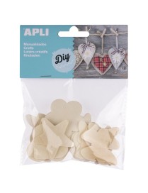 BOLSA CON 24 FORMAS DE MADERA SURTIDAS APLI DIY