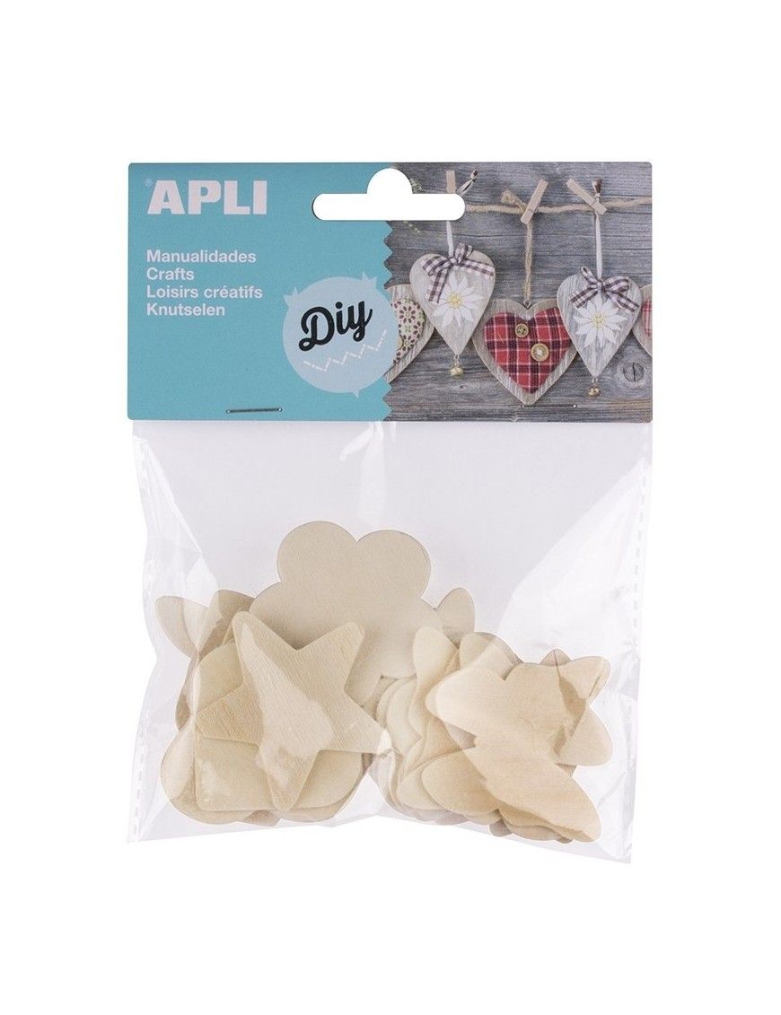 BOLSA CON 24 FORMAS DE MADERA SURTIDAS APLI DIY