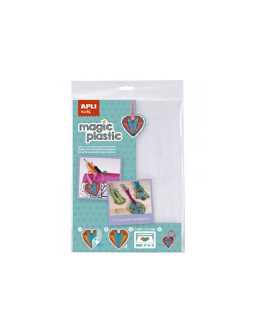 BOLSA CON 4 HOJAS DE PLASTICO MAGICO TRANSP. APLI