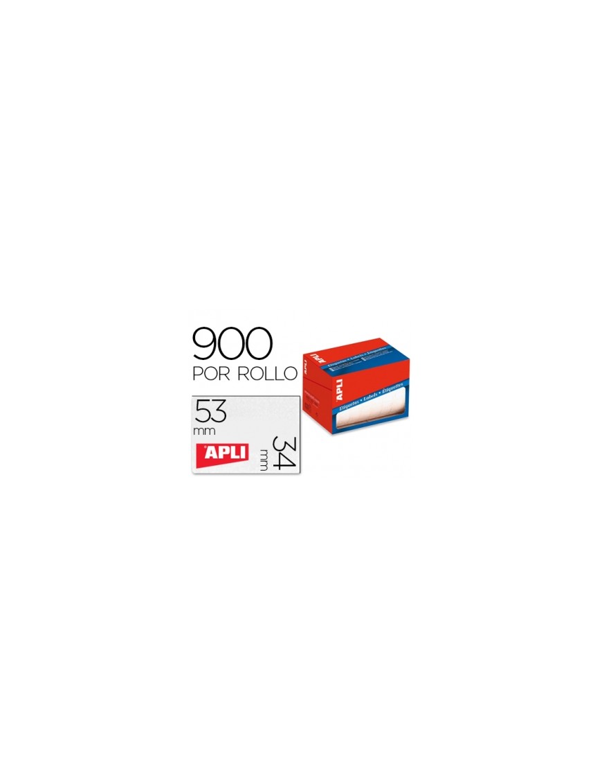 ROLLO DE 900 ETIQUETAS 34X53 BLANCAS APLI 01694