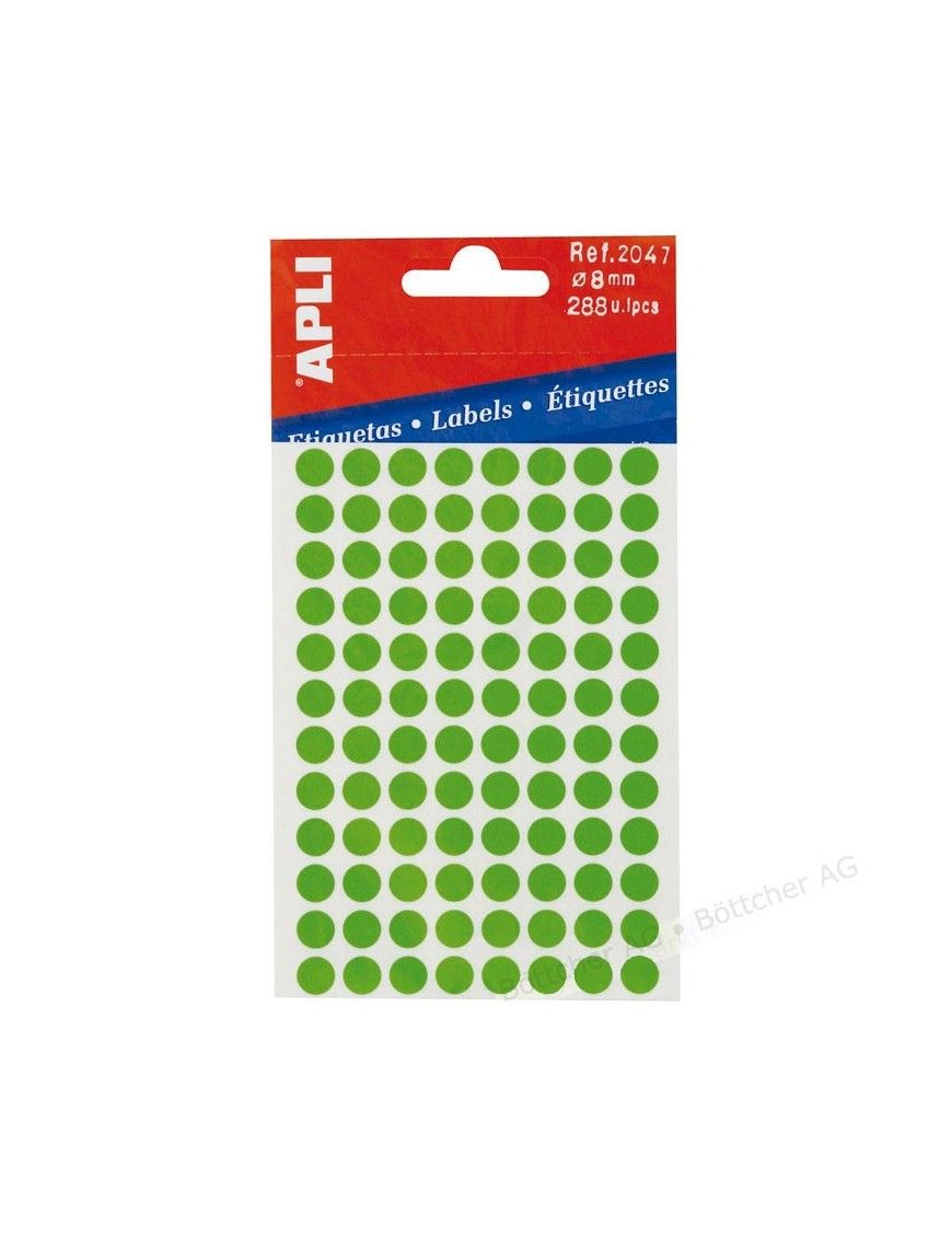 BOLSA 288 ETIQUETAS 08 MM. VERDE APLI 2047