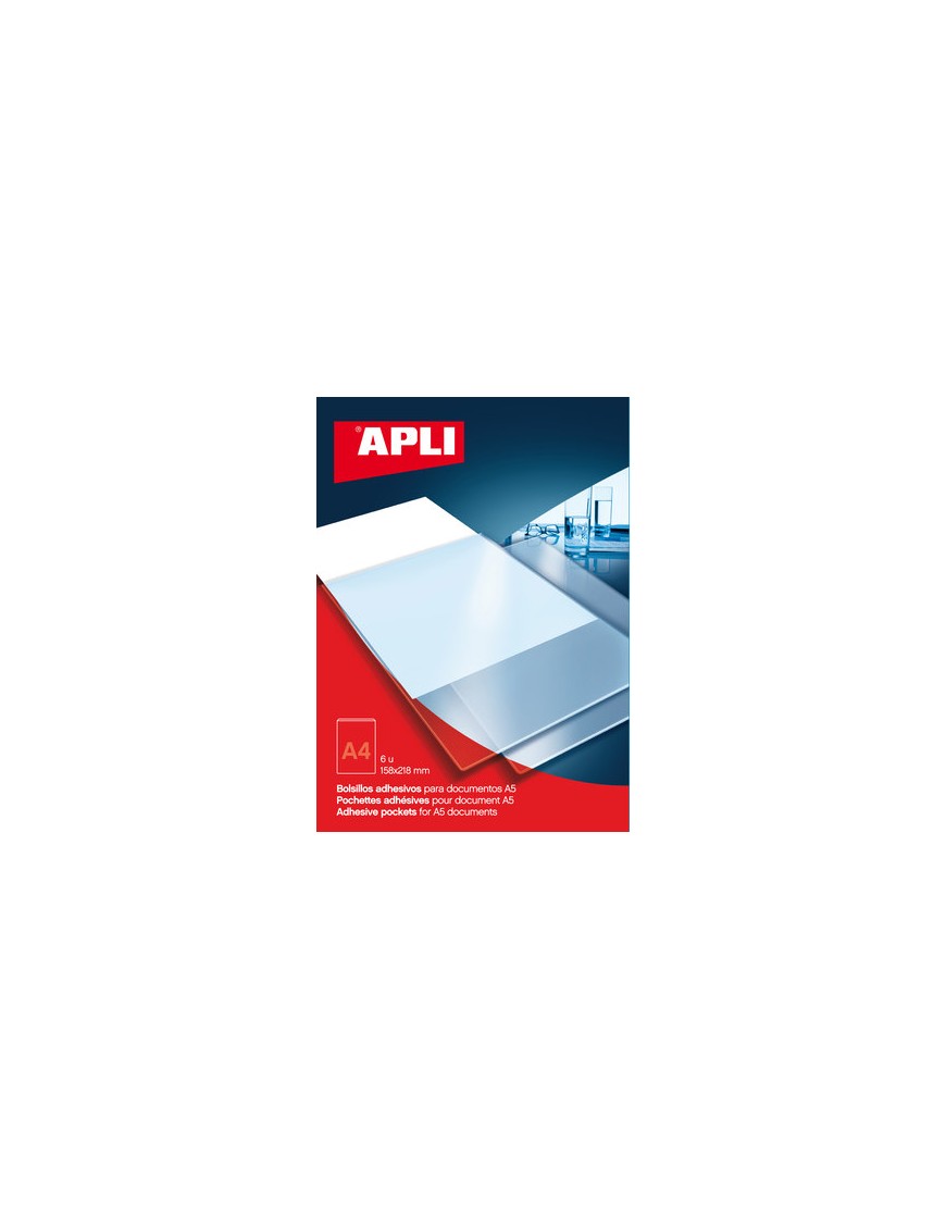 BOLSILLO AUTADHESIVO 220X305 EN A4 6 UND APLI 2575