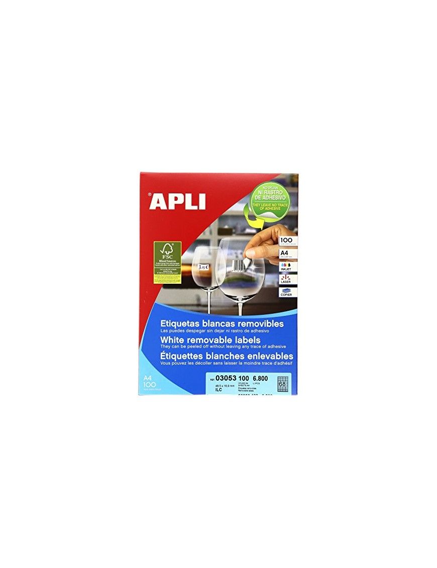 APLI 03053 CAJA 6800 ETIQUETAS BLANCAS 48.5X16.9