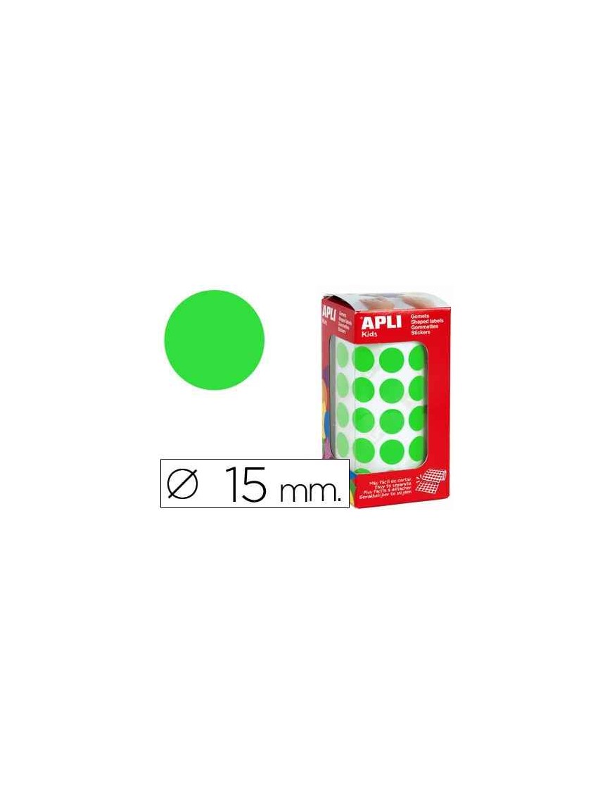 ROLLO GOMETS REDONDOS 15 MM. VERDE APLI