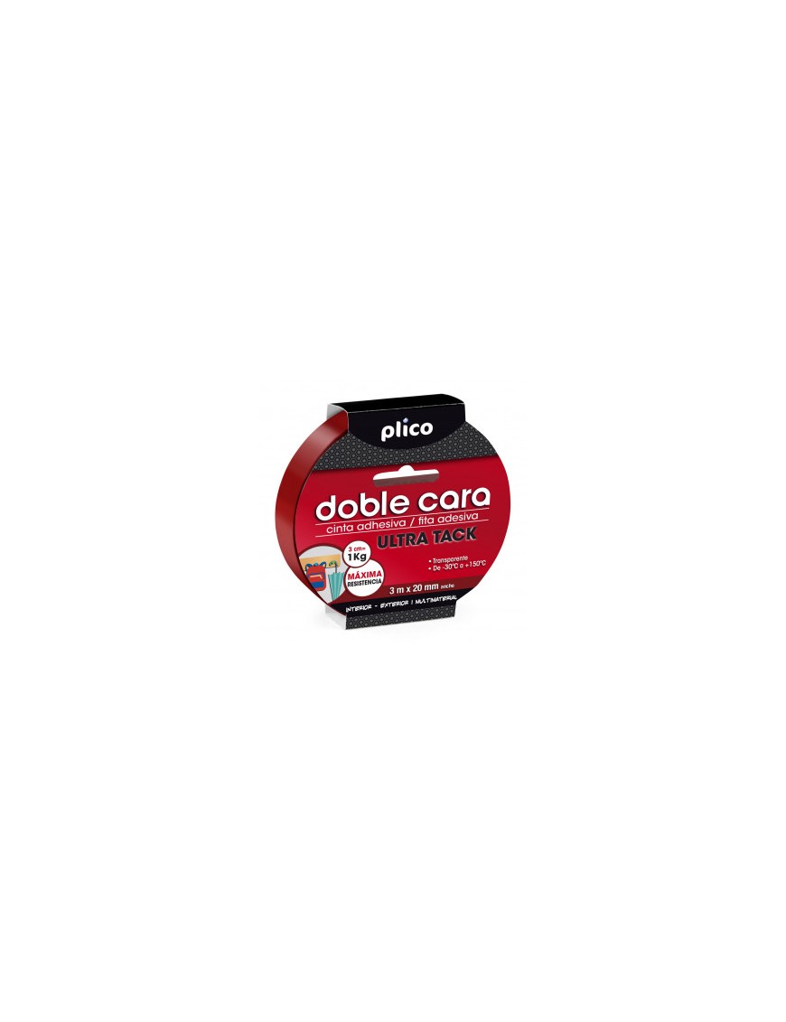 CINTA DOBLE CARA ULTRA TACK 1 KG 3 M X 2 MM PLICO