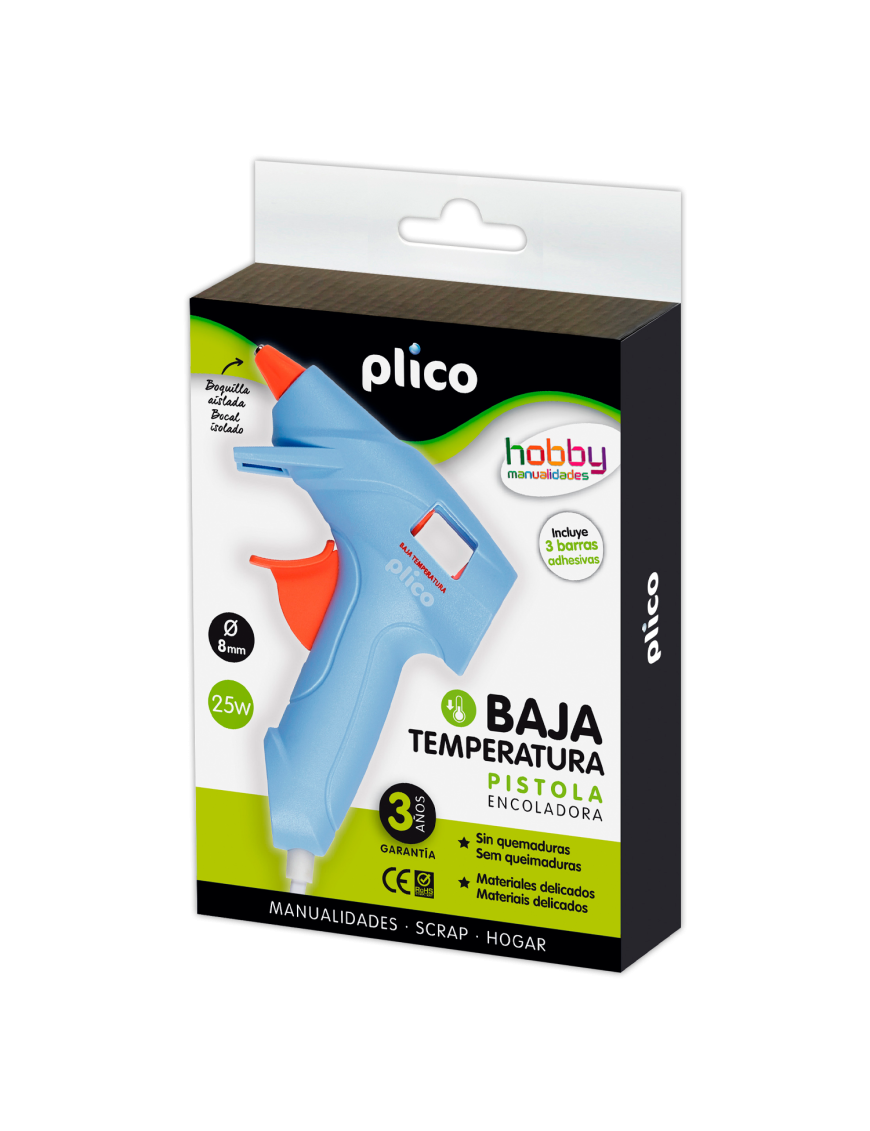 PISTOLA SILICONA PLICO BAJA TEMPERATURA 25W 8MM