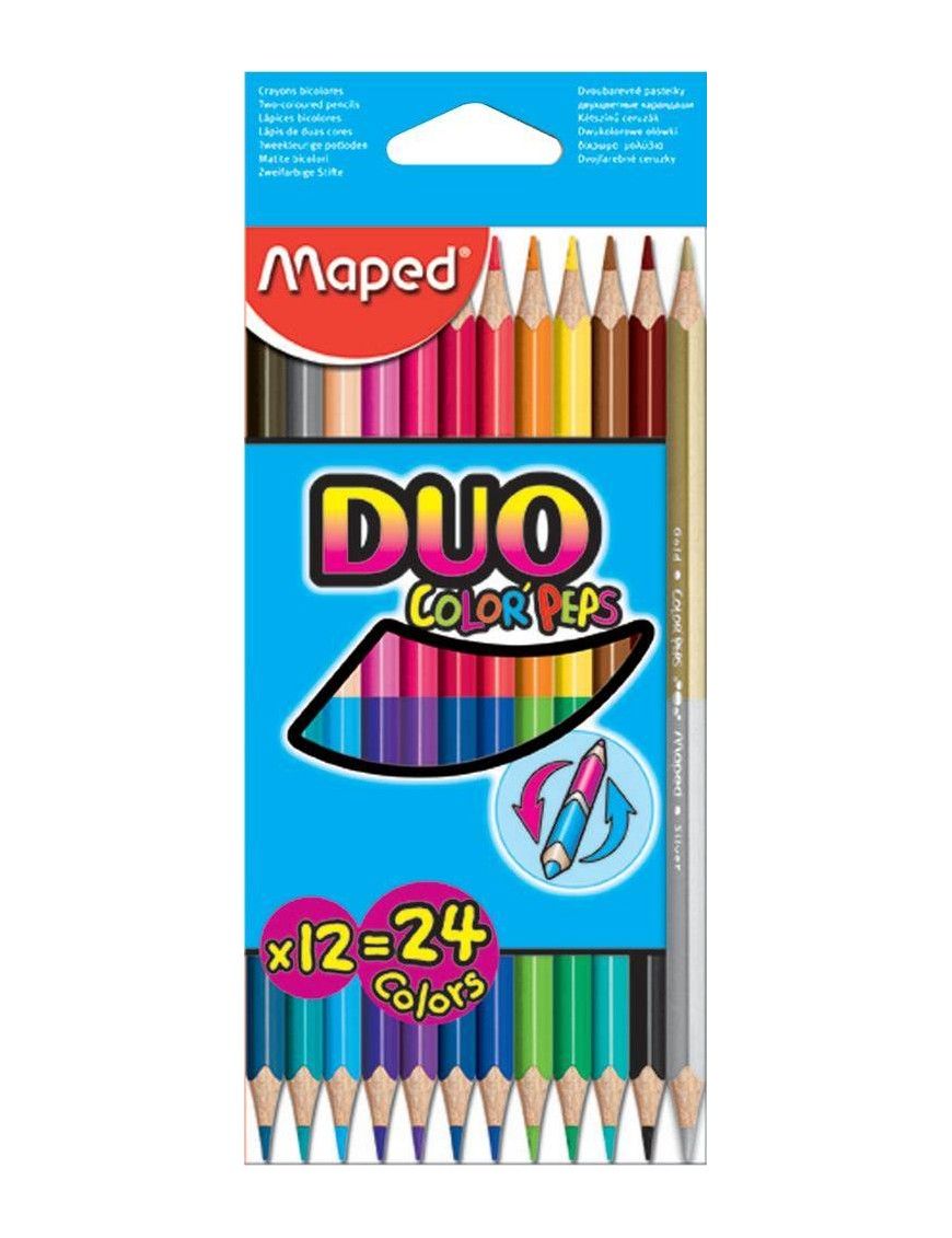 LAPICES DE COLORES 12 U. DUO COLOR.PEPS