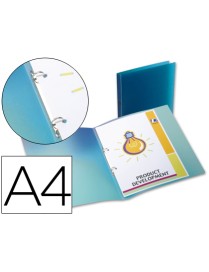 CARPETA DE 2 ANILLAS 15 MM. PP AZUL TRANSLUCIDO