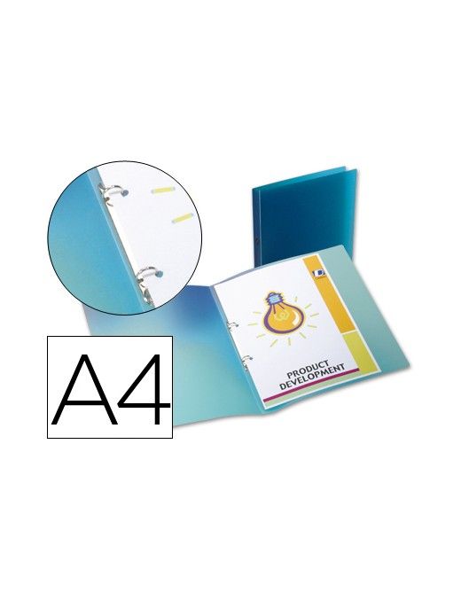 CARPETA DE 2 ANILLAS 15 MM. PP AZUL TRANSLUCIDO