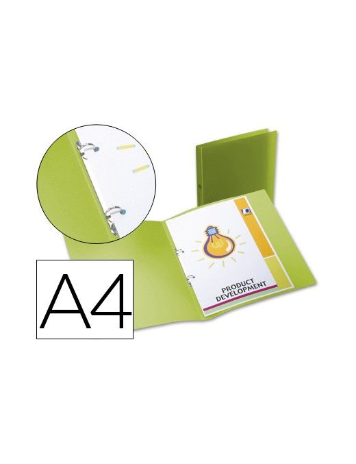 CARPETA DE 2 ANILLAS 15 MM. PP VERDE TRANSLUCIDO