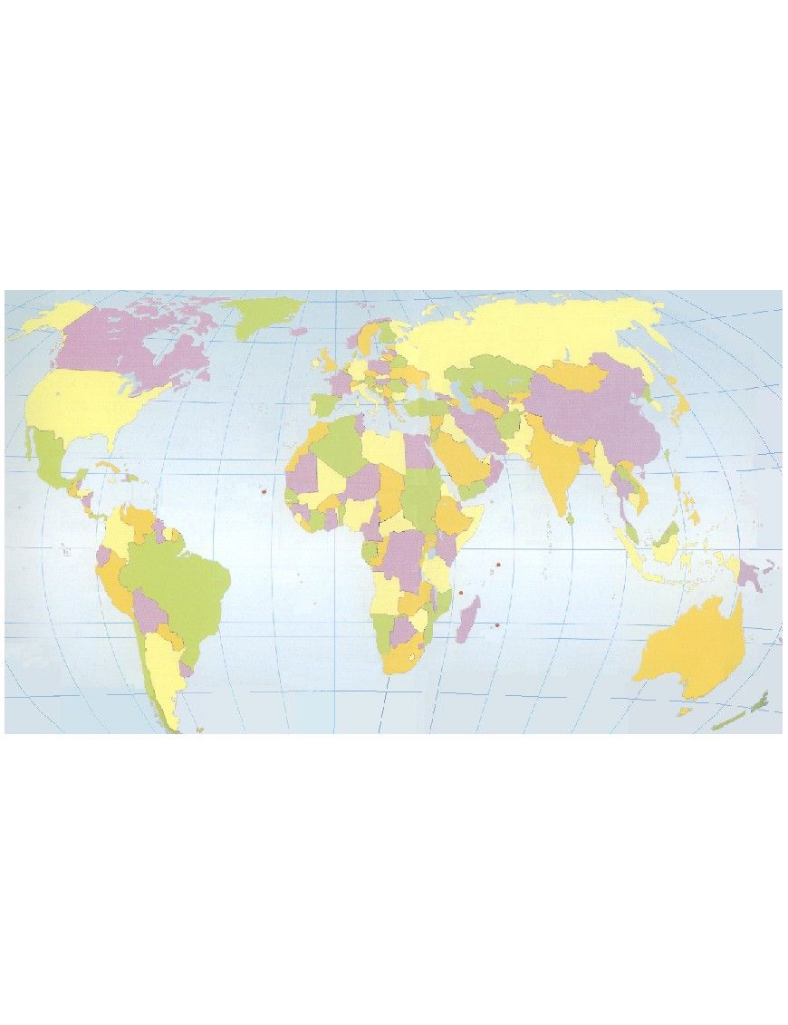 MAPA MUDO PLANISFERIO POLITICO 4 COLORES