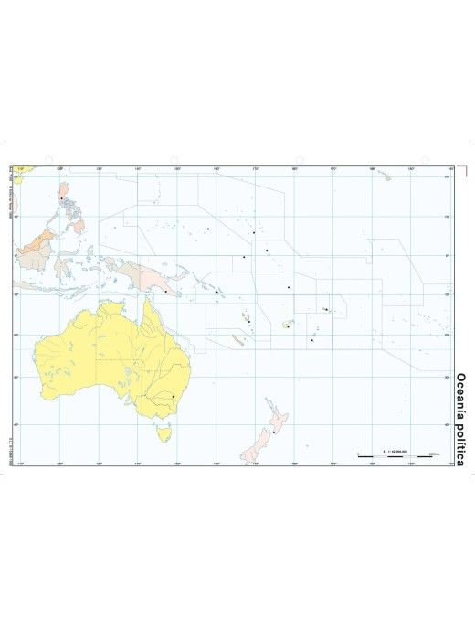 MAPA MUDO DE OCEANIA POLITICO 4 COLORES