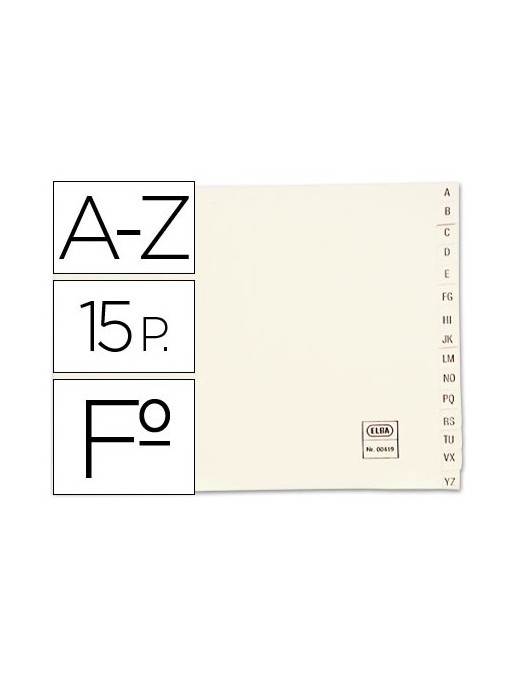 INDICE ALFABETICO CARTULINA 15 POSICIONES ELBA