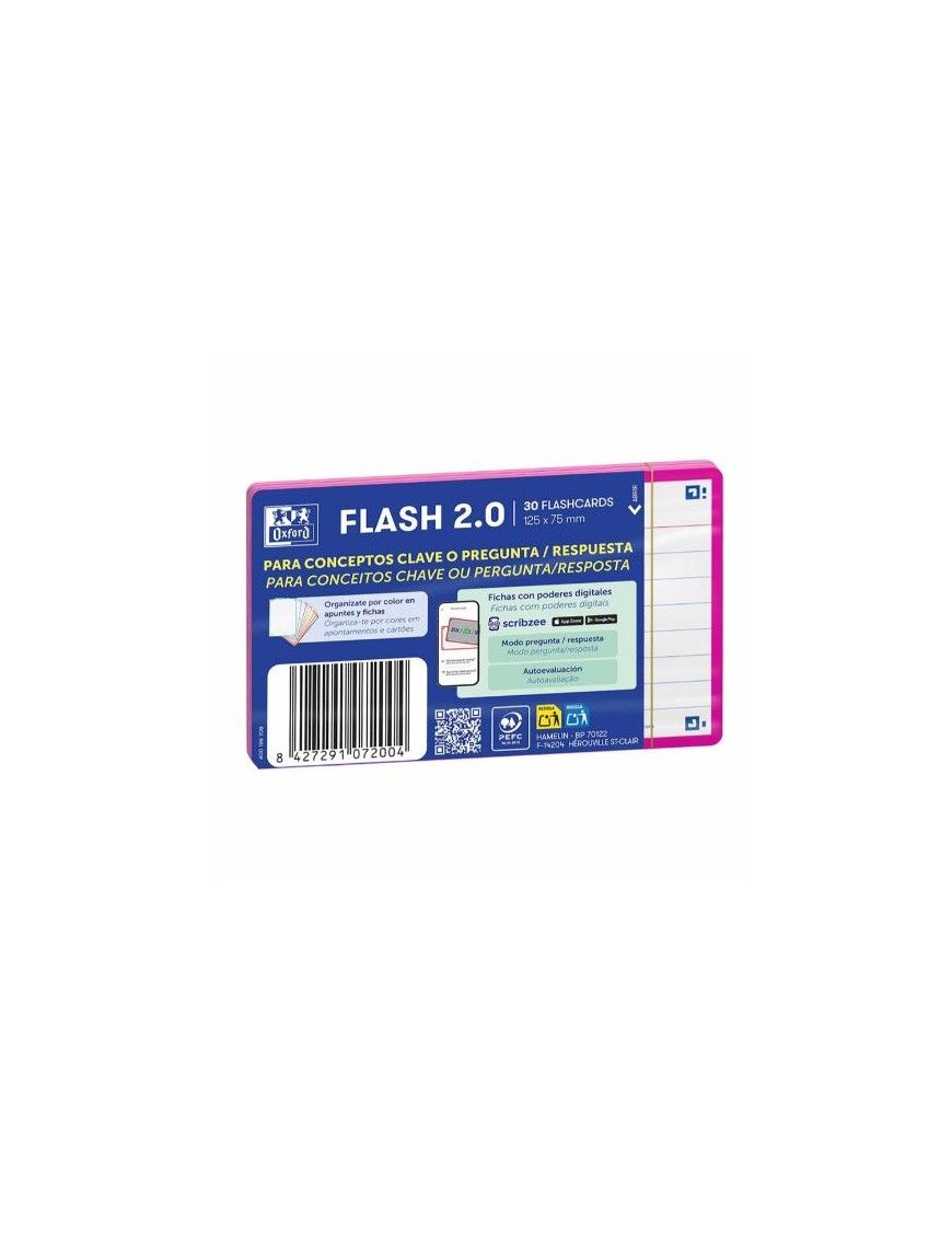 FICHA REVISION 75X125 1LINEA 30FICHAS FUCSIA
