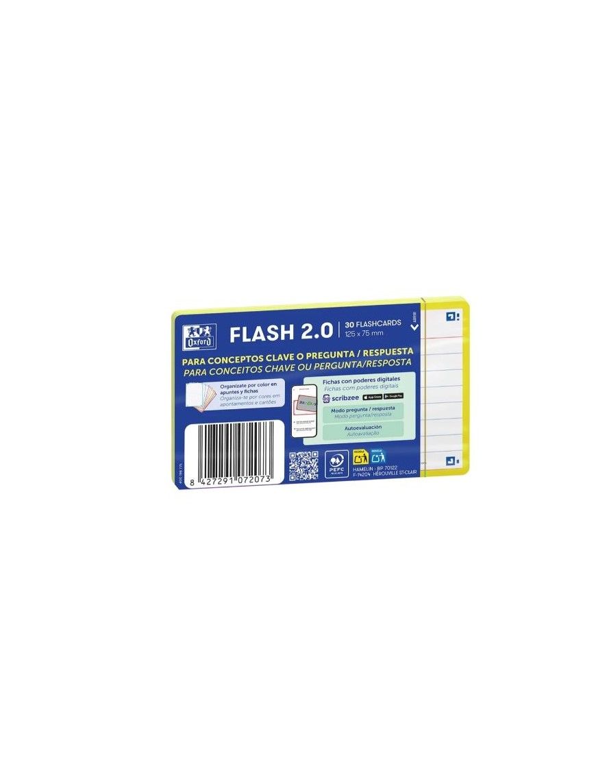 FICHA REVISION 75X125 1LINEA 30FICHAS AMARILLO