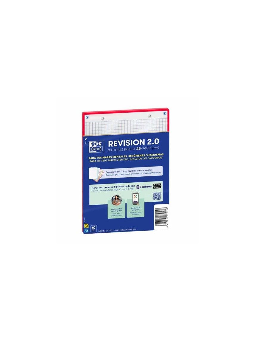 FICHA REVISION A5 CUADRICULA 30FICHAS 5X5 ROJA