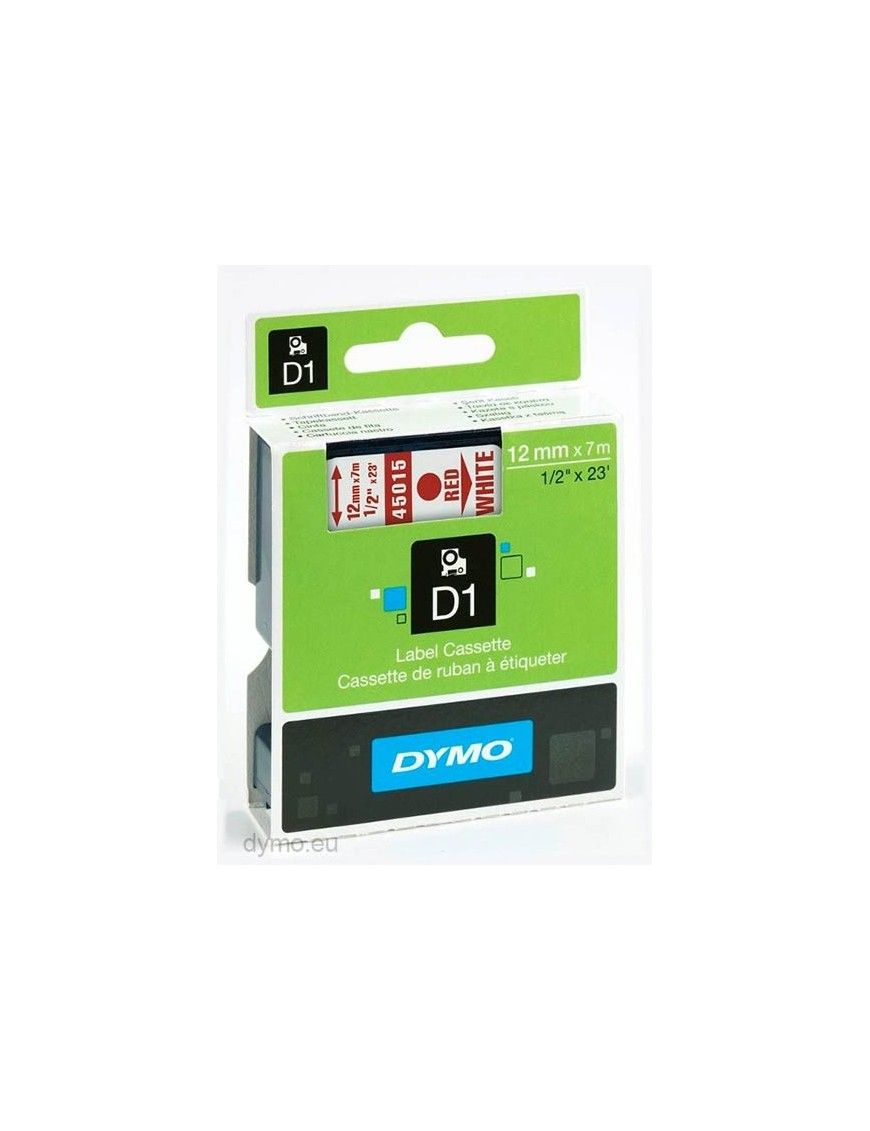 CINTA DYMO D1 (45015) ROJO BLANCO. 12MMX7M.