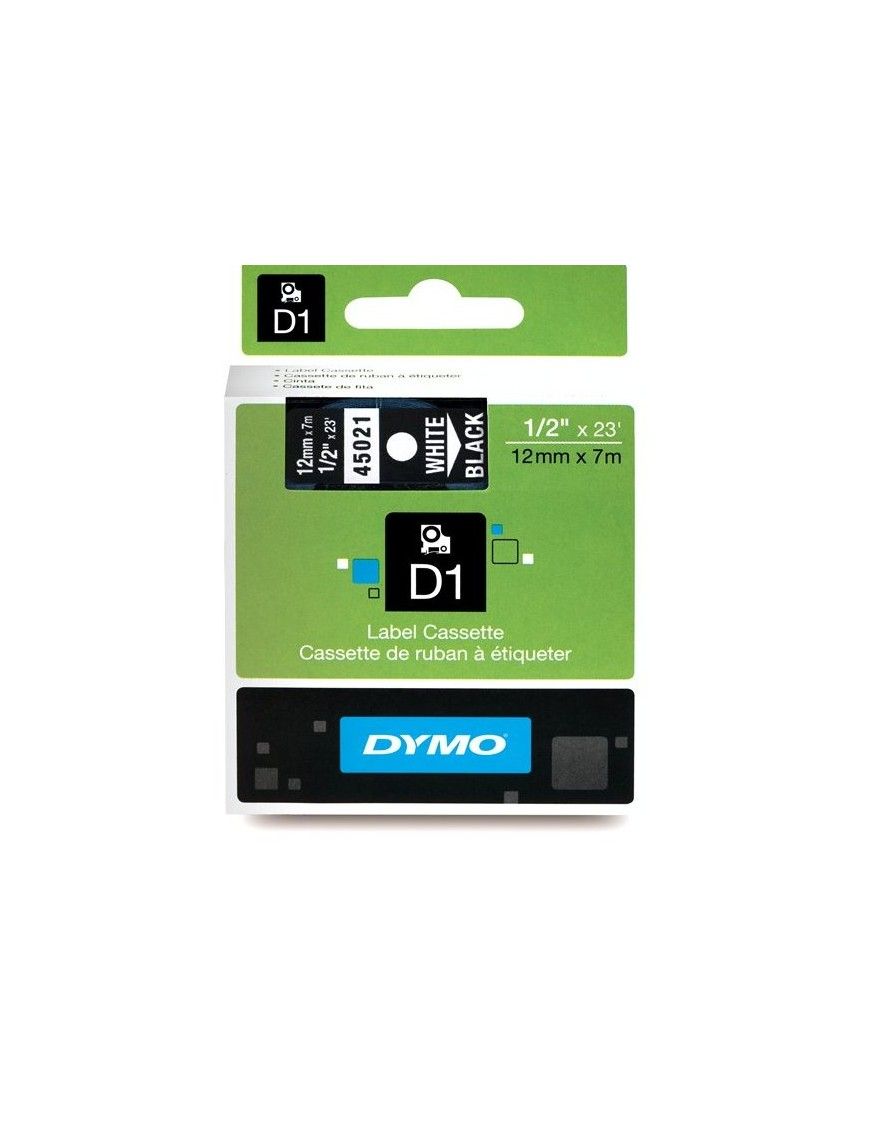CINTA DYMO D1 (45021) BLANCO NEGRO 12MMX7M.