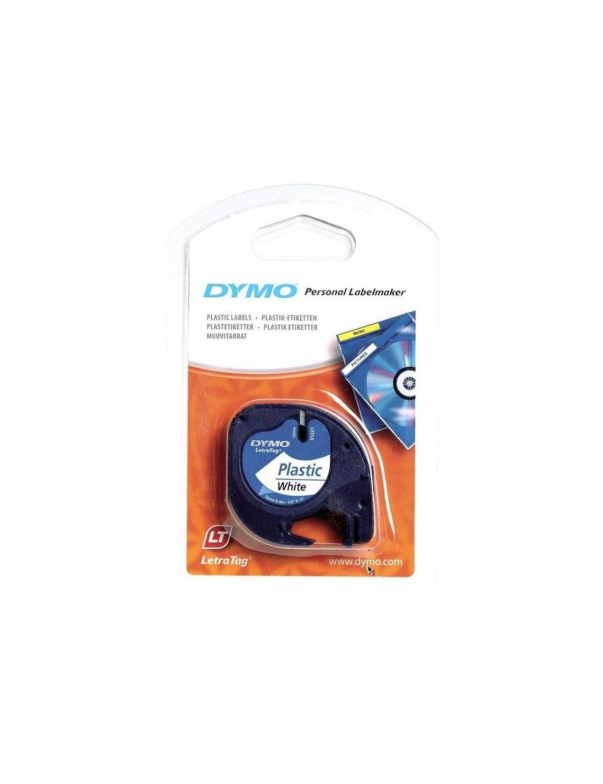 CINTA DYMO LETRATAG PLASTICO NE-BL 12MMX4M 91201