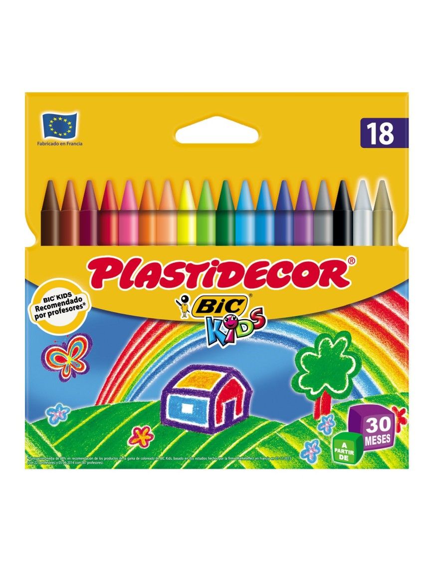 BIC CAJA DE 18 CERAS PLASTIDECOR COLOR.