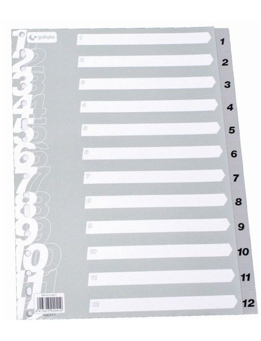 INDICE NUMERICO 1-12 FOLIO PP GRAFOPLAS