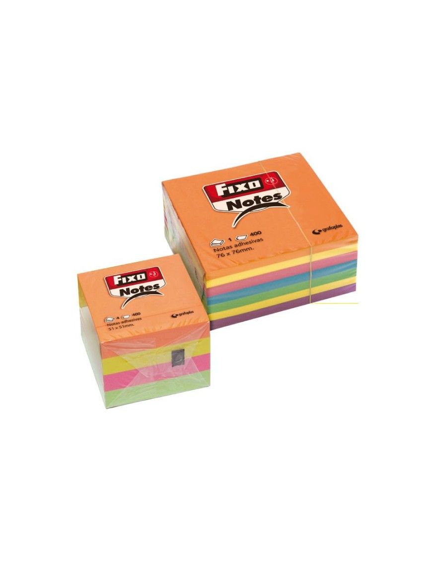 CUBO DE 400 NOTAS ADHESIVAS NEON 76X76 FIXO